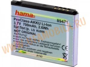 Аккумулятор LG KU990/KE990/KC910/ KM900/CU915/CU920/ HB620T/KE998/KF690/ KM900KU990R/U990/ Viewty/Vu